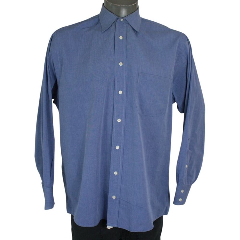 Vintage Burberrys Shirt Mens M 15.5 Blue Button Up Made USA Designer Luxury